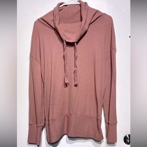 large Pink Waffle Sweater long sleeves